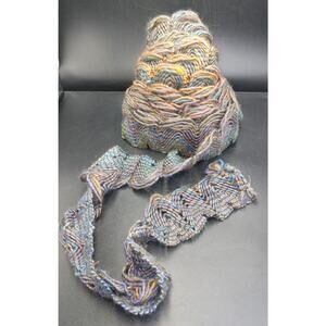 lg roll of multicolor knitted or crocheted yarn decorative trim